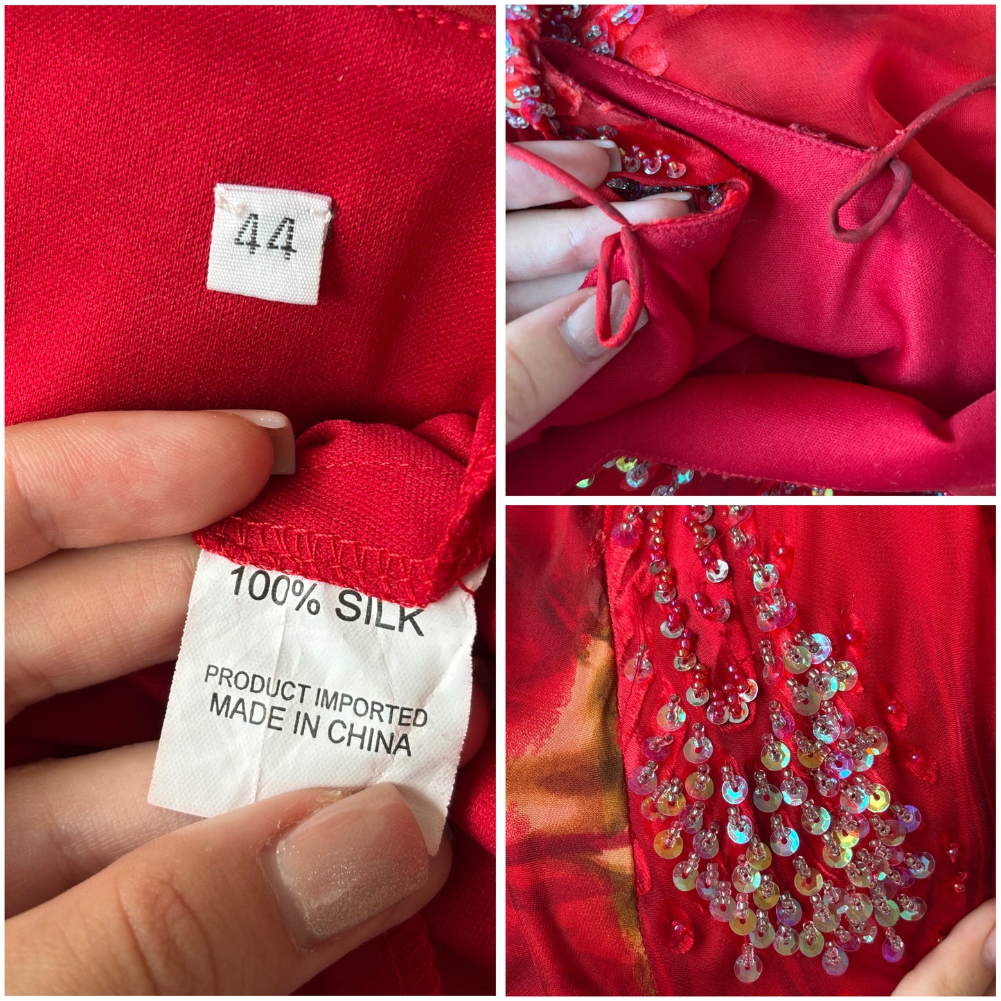 Italian designer dress red bedazzled