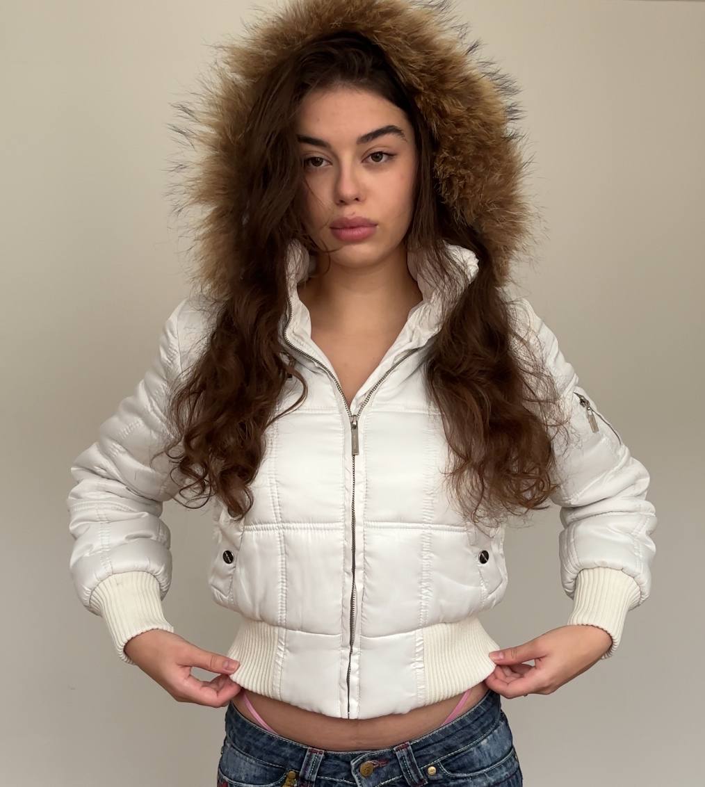 Miss Fang coat zip-jacket bomber with fur hood