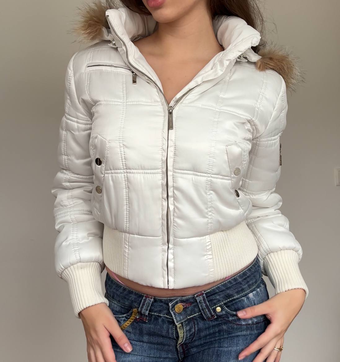 Miss Fang coat zip-jacket bomber with fur hood