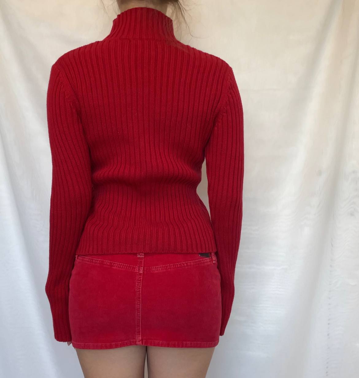 DKNY sweater jumper red turtleneck