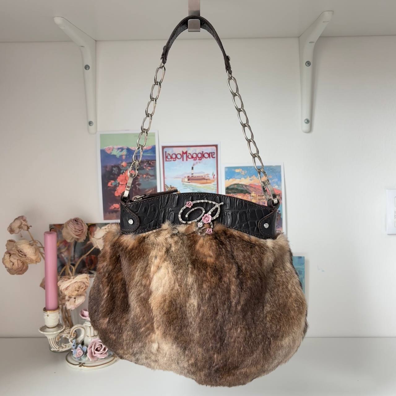 Blumarine bag vintage brown fur
