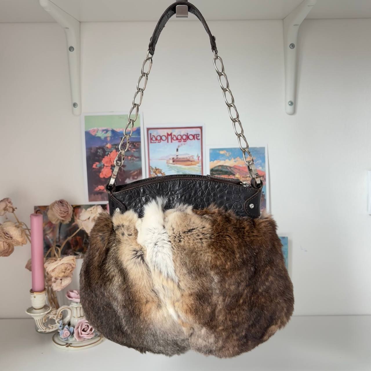 Blumarine bag vintage brown fur