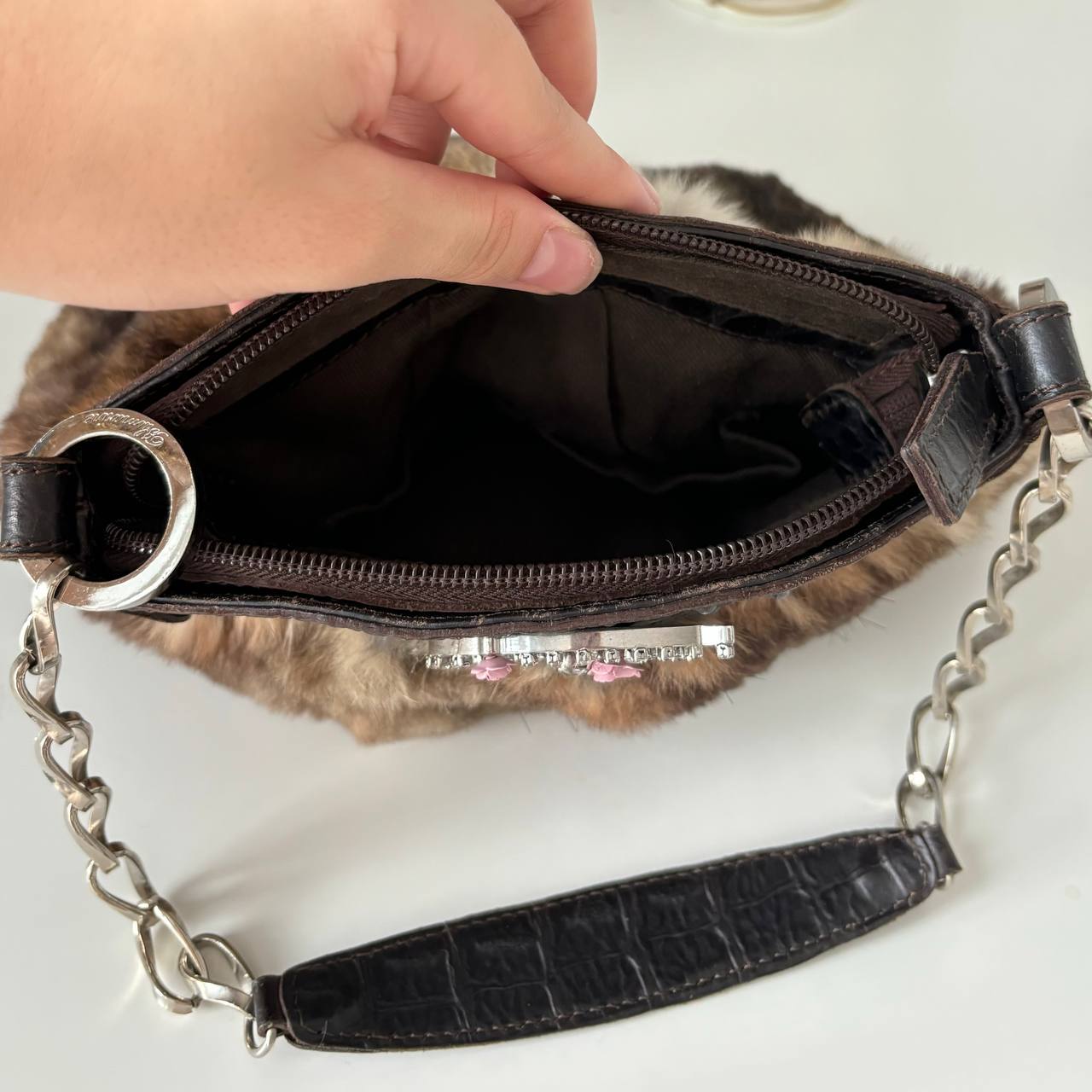 Blumarine bag vintage brown fur