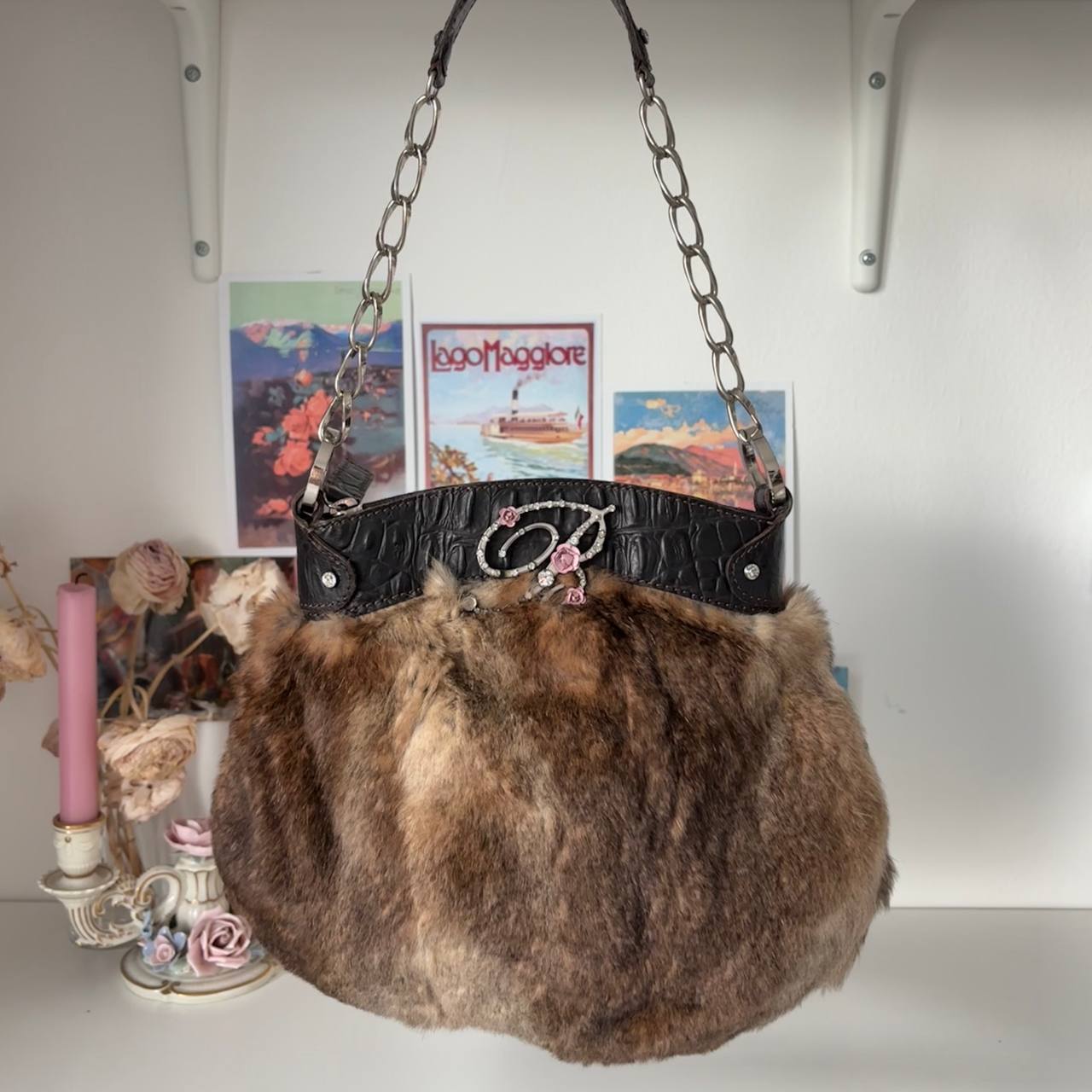 Blumarine bag vintage brown fur