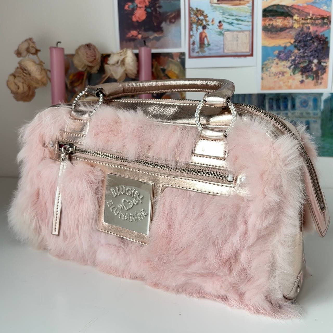 Blumarine bag pink fur handbag