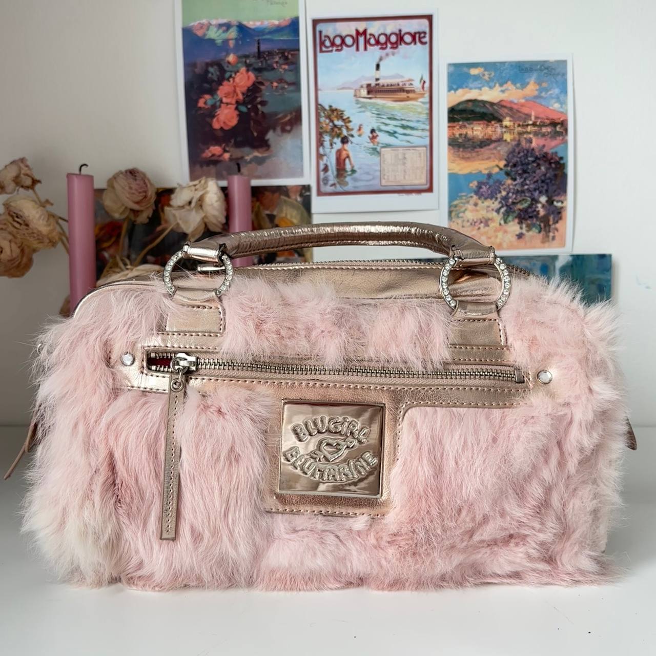 Blumarine bag pink fur handbag