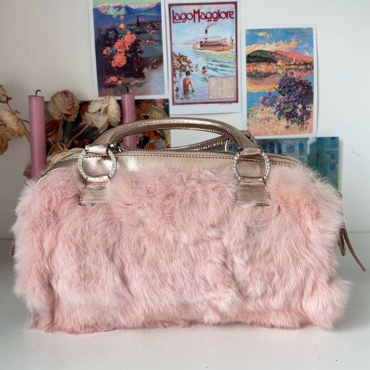 Blumarine bag pink fur handbag