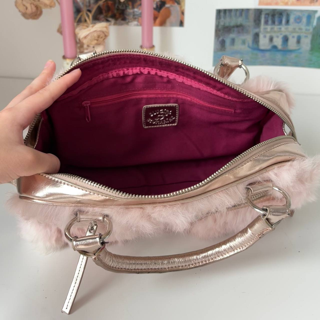 Blumarine bag pink fur handbag