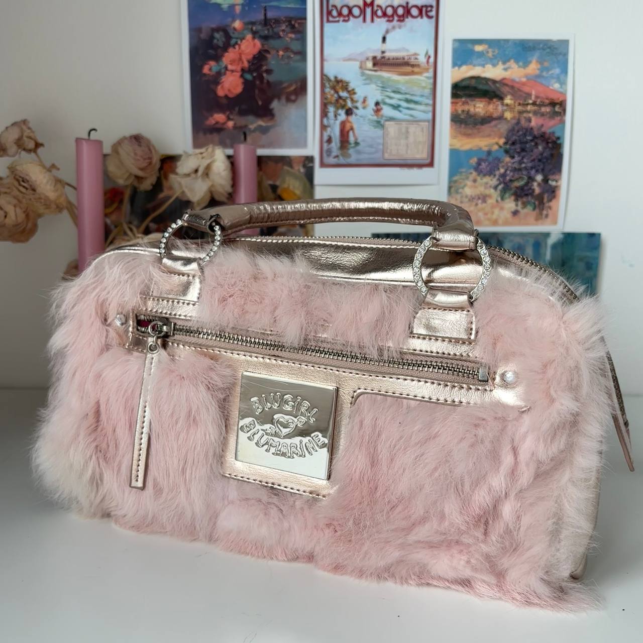 Blumarine bag pink fur handbag