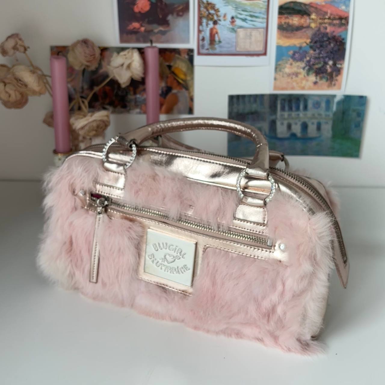 Blumarine bag pink fur handbag