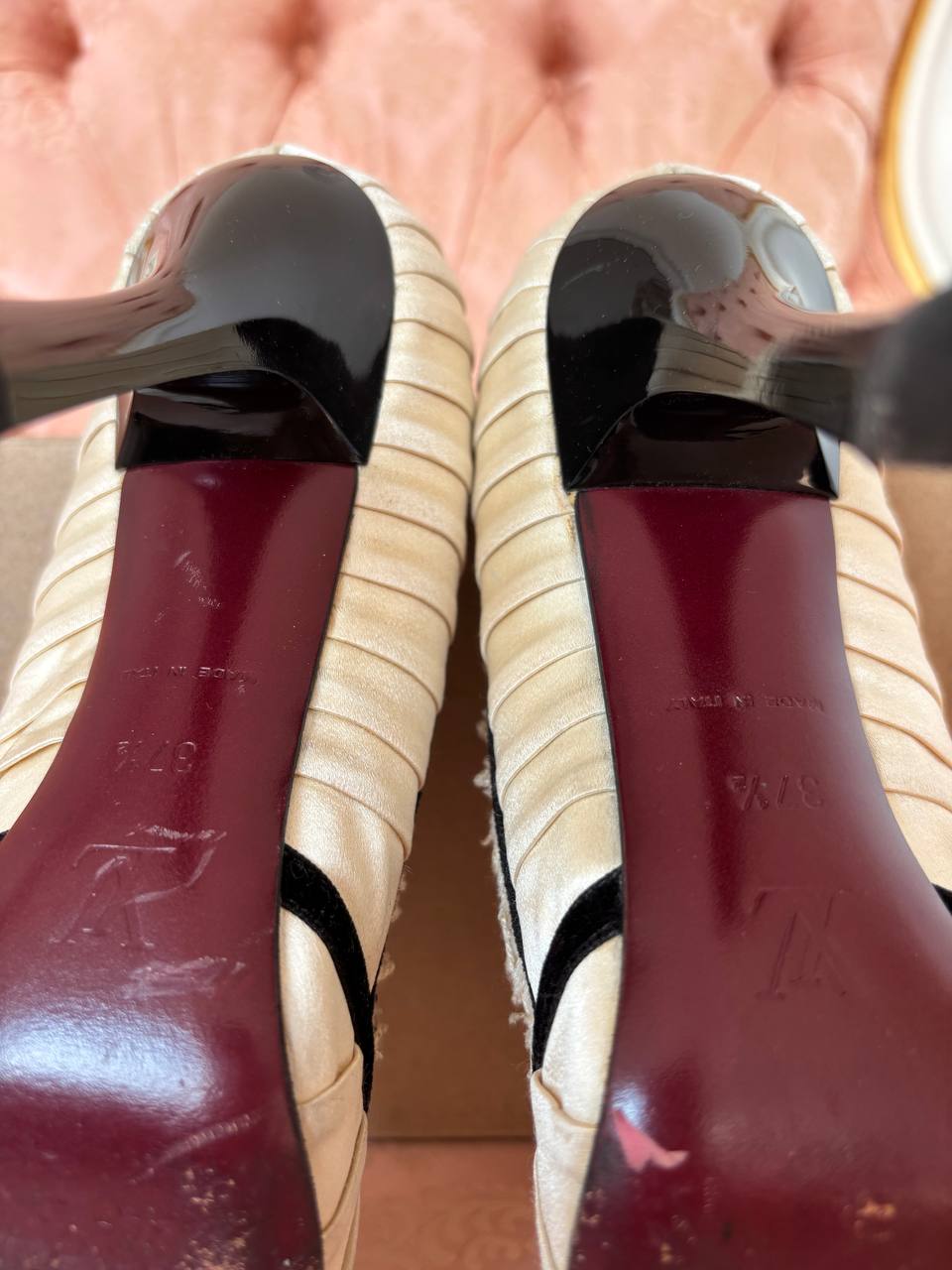 Louis Vuitton white cream Balmoral pumps
