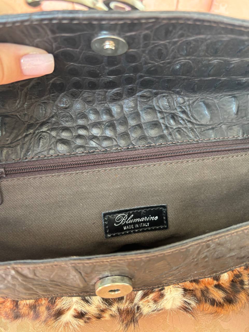 Blumarine bag fur leopard animal print