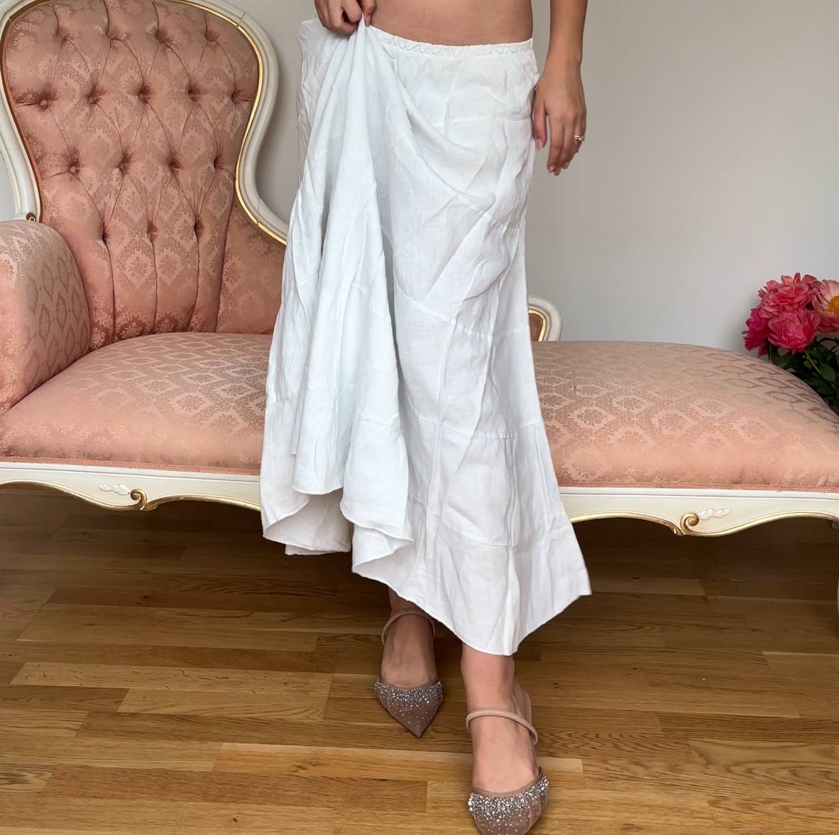 Italian white linen skirt maxi