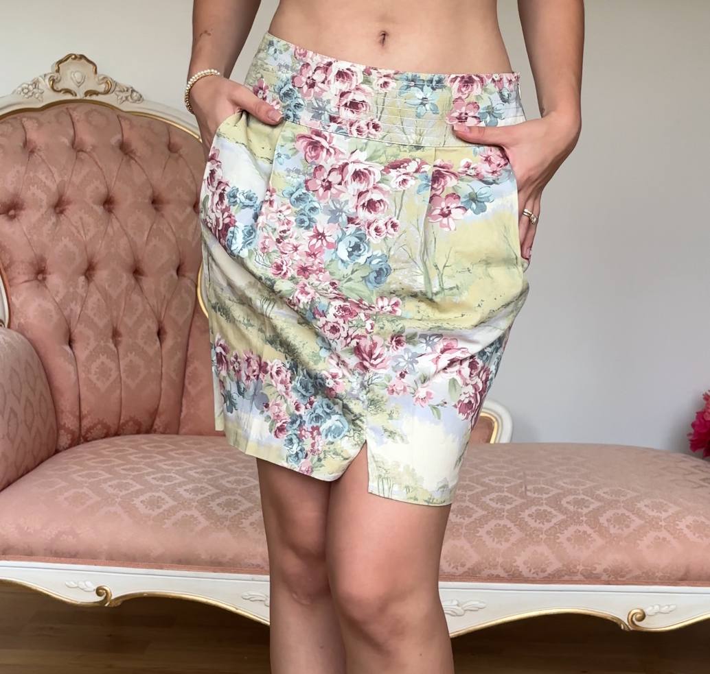 Blumarine skirt mini tailored floral SS2005