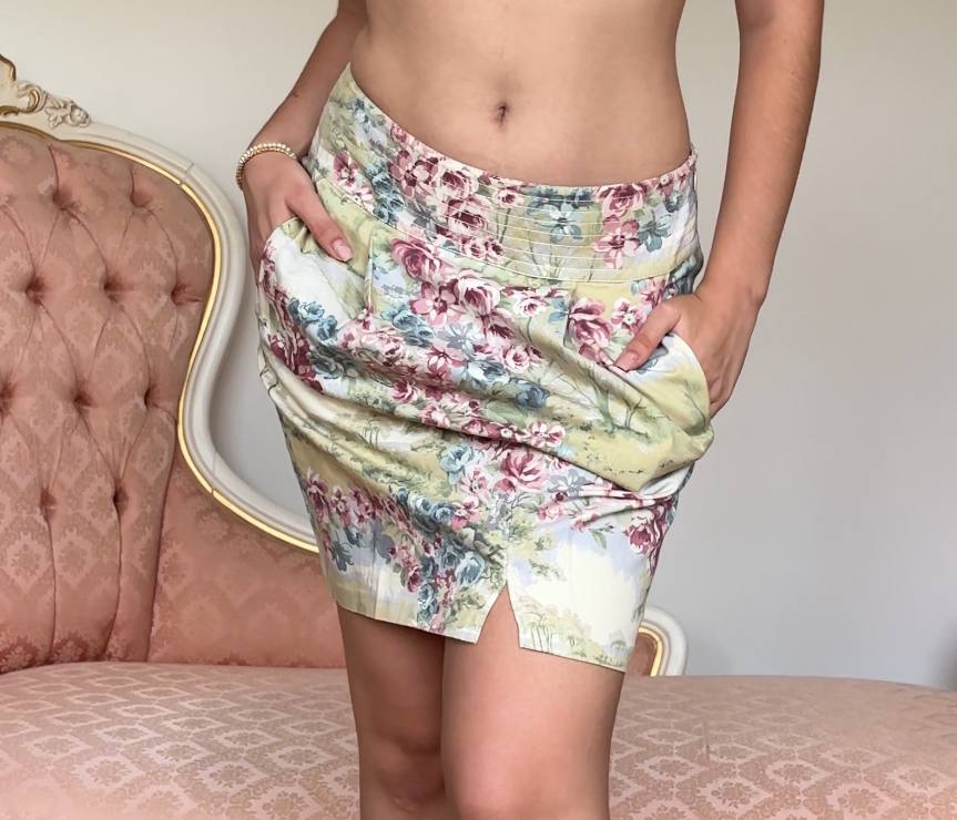 Blumarine skirt mini tailored floral SS2005