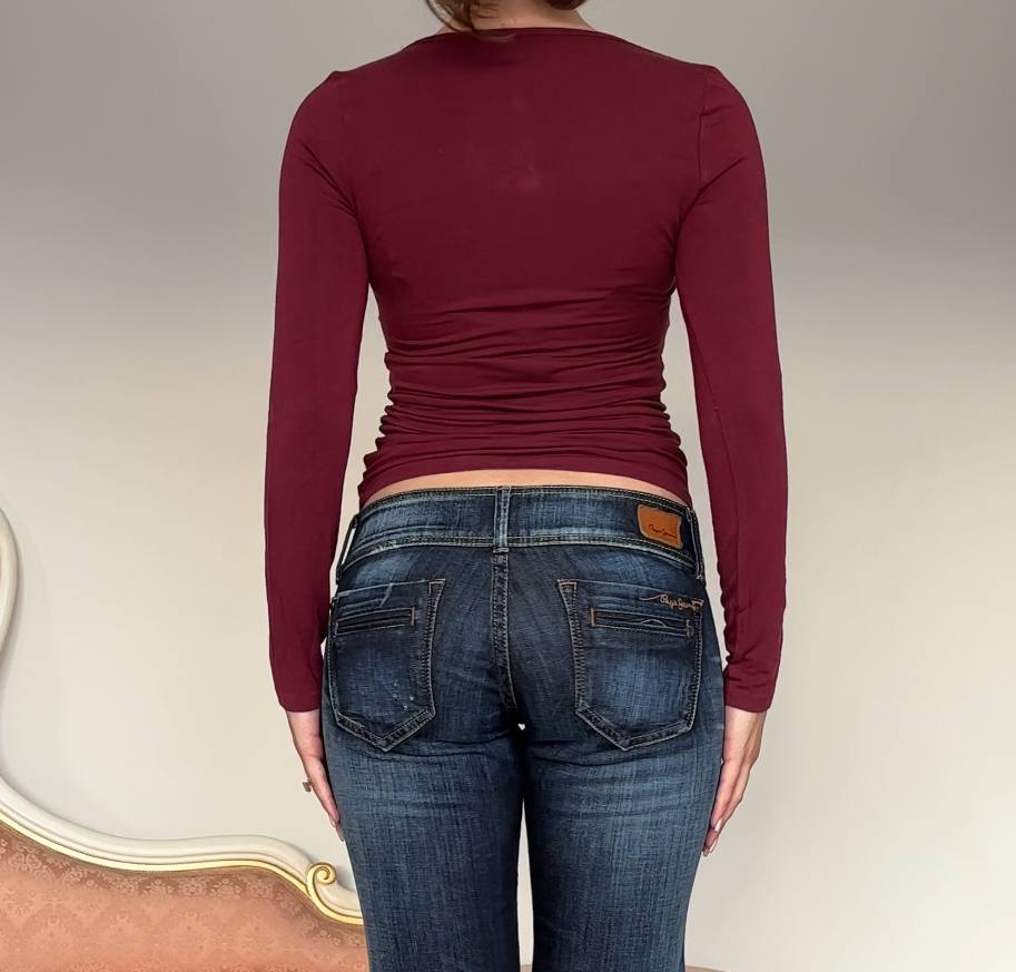 Y2k burgundy top long sleeve
