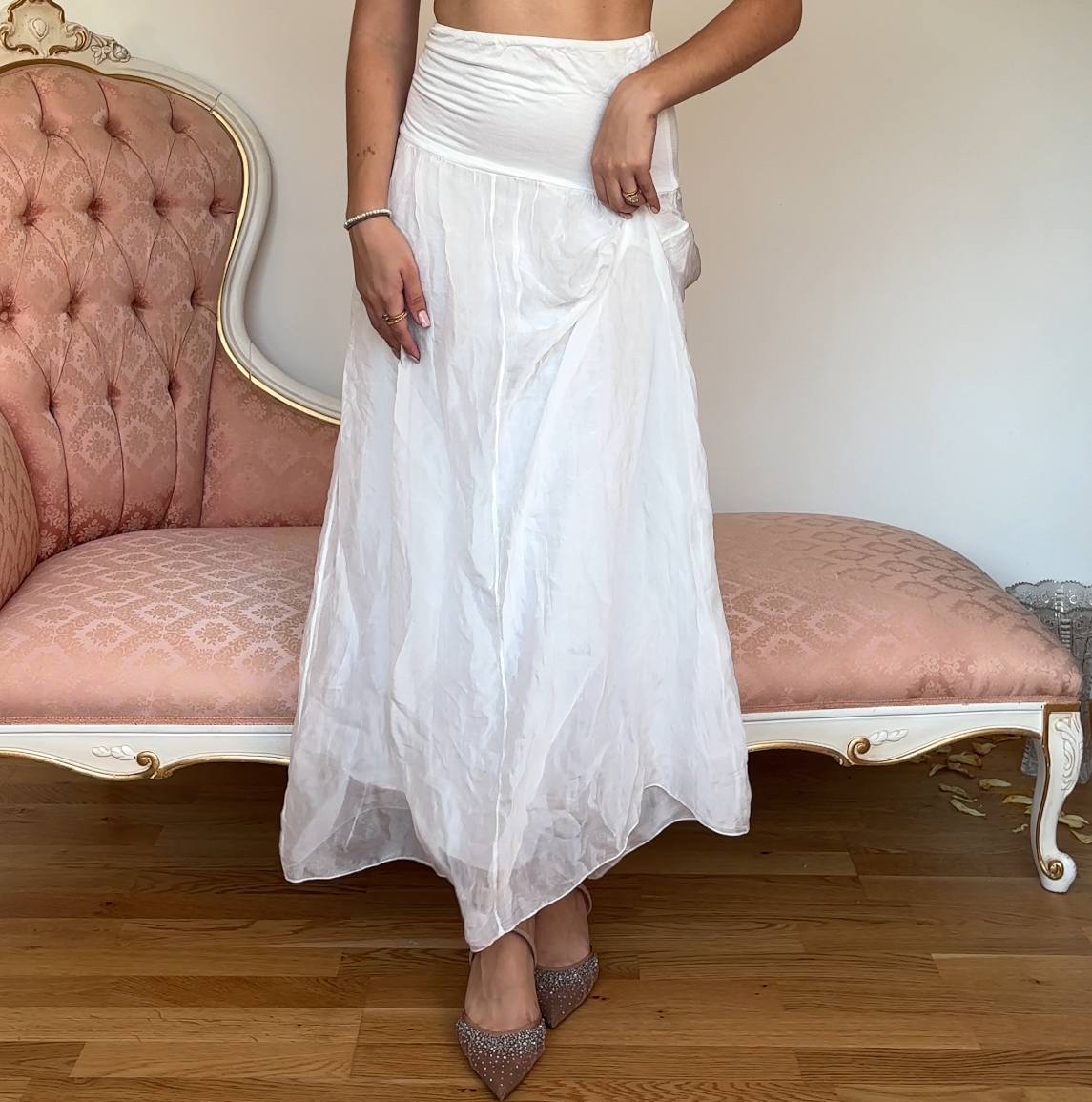 Italian white silk skirt