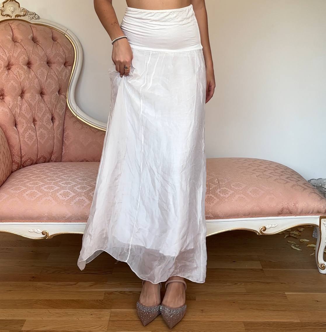 Italian white silk skirt
