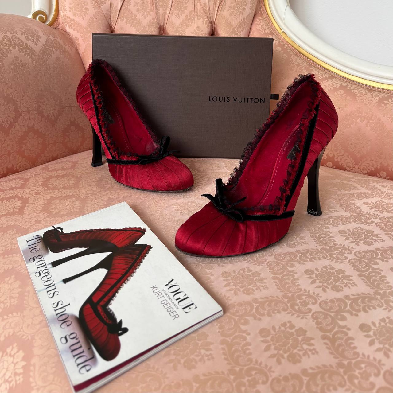 Louis Vuitton red black Balmoral pumps