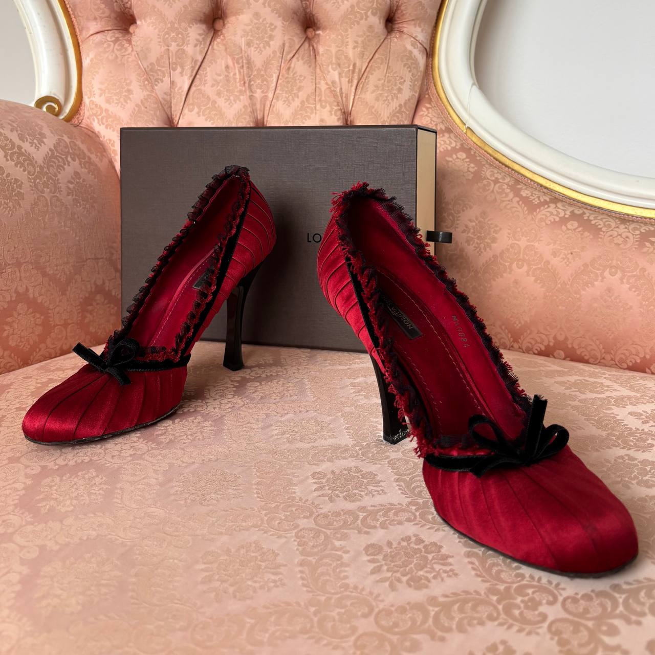 Louis Vuitton red black Balmoral pumps