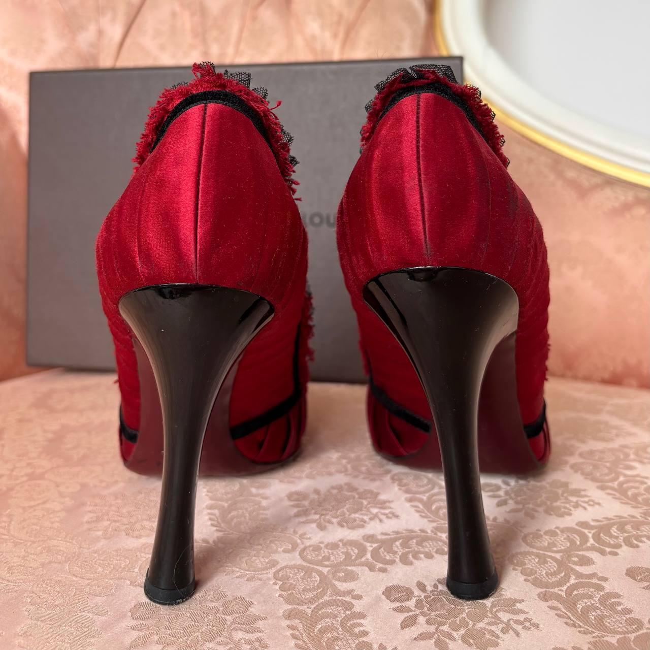 Louis Vuitton red black Balmoral pumps