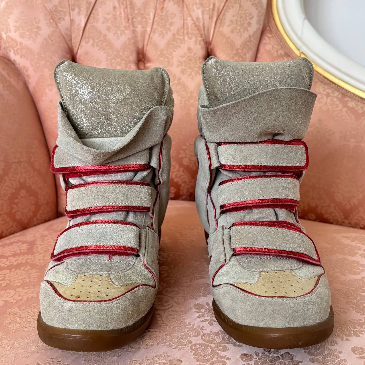 Isabel Marant grey red suede bekett