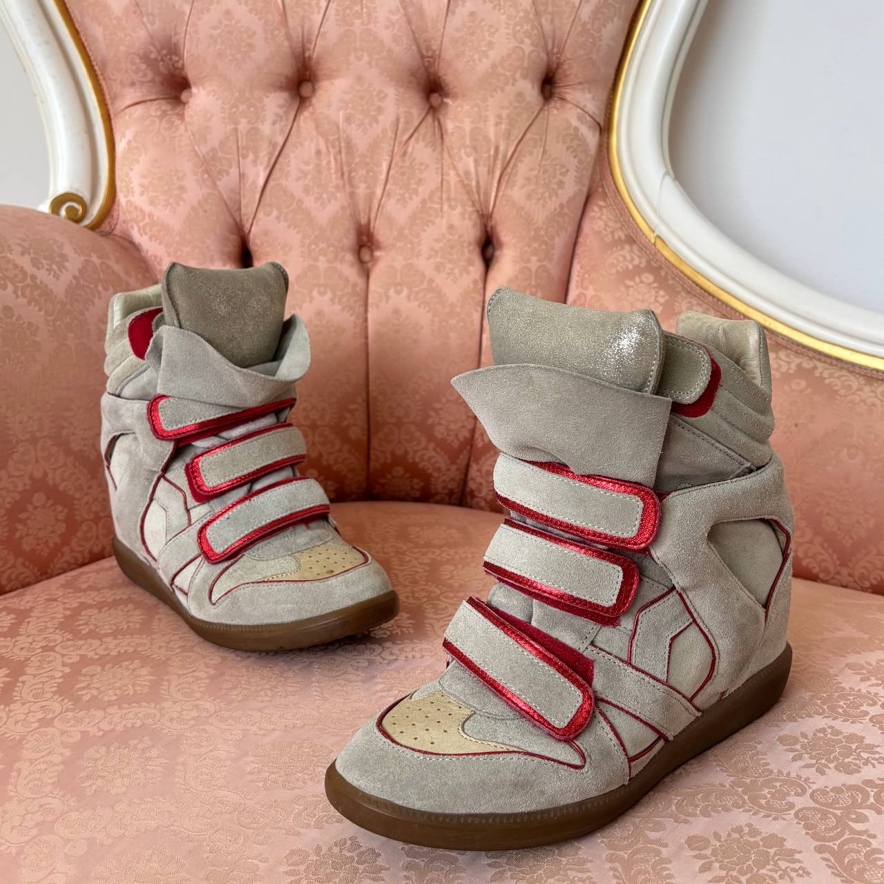 Isabel Marant grey red suede bekett