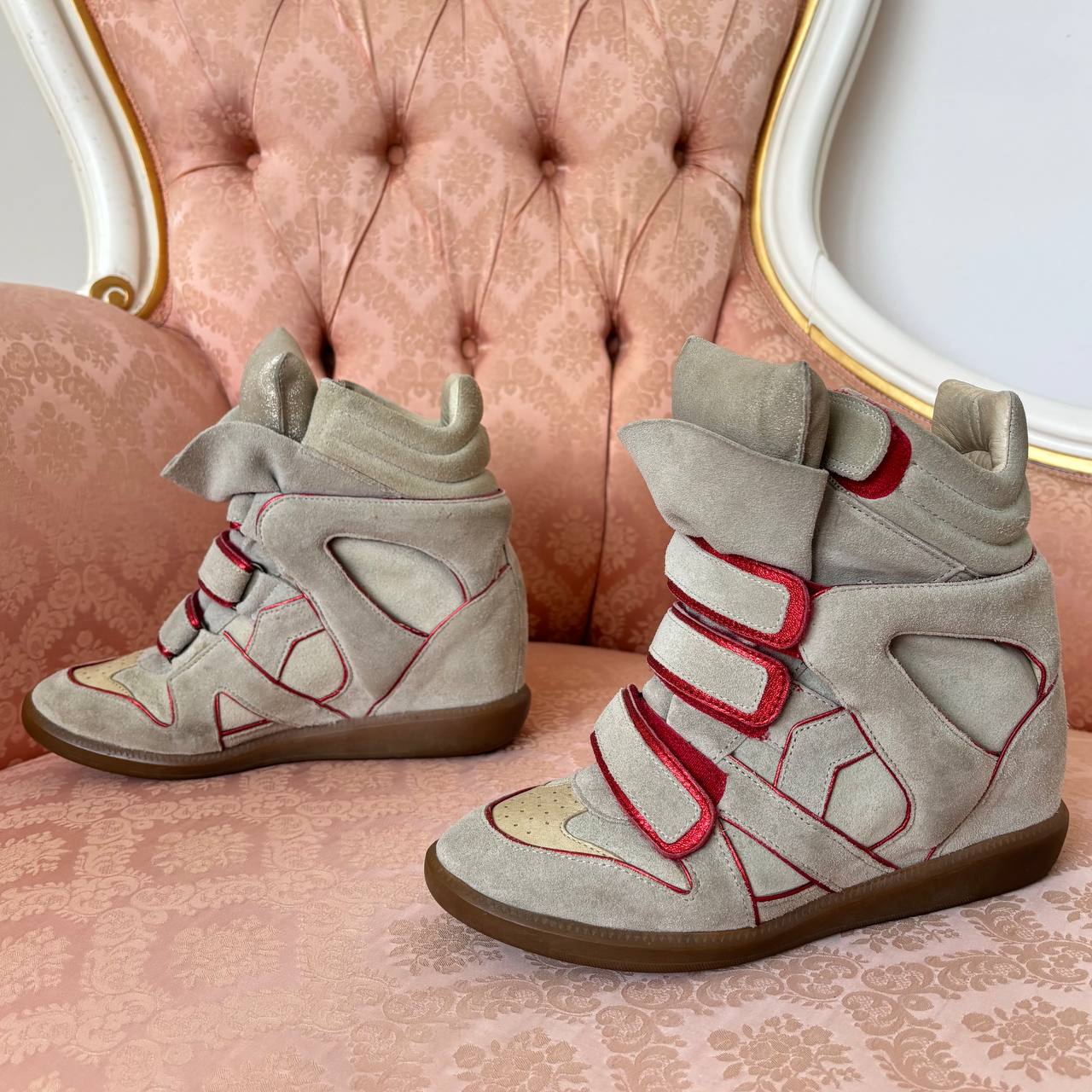 Isabel Marant grey red suede bekett