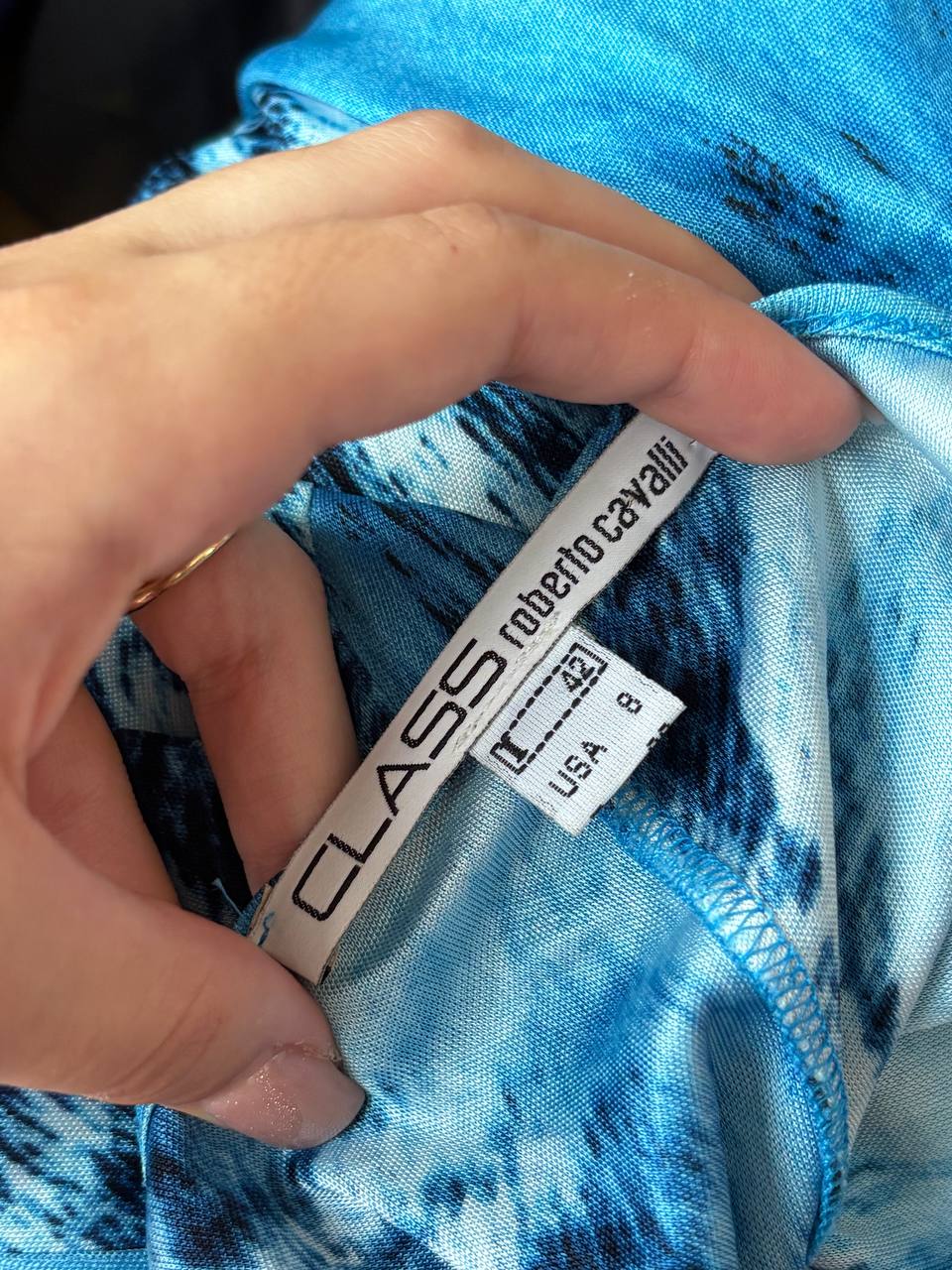 Roberto Cavalli blue animal print zebra dress