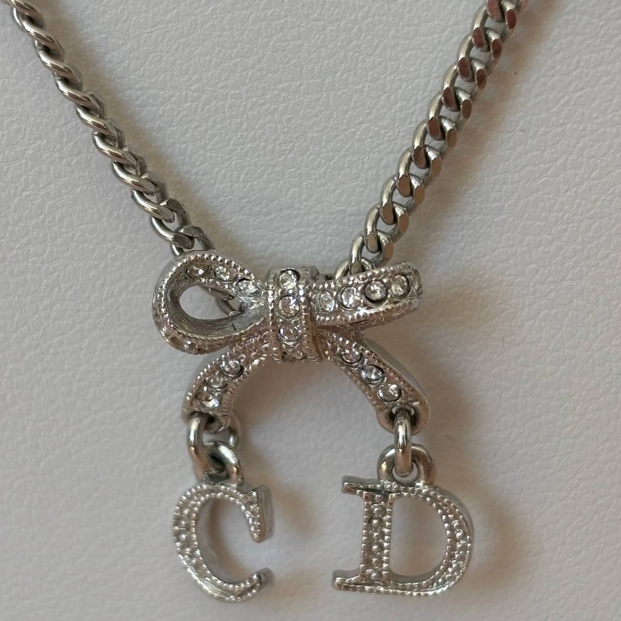 Christian Dior necklace silver bow