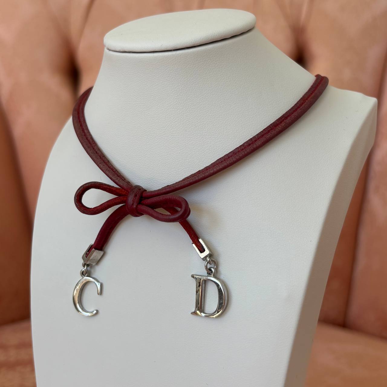 Christian Dior bracelet burgundy red silver