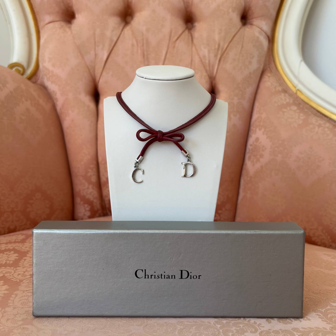 Christian Dior bracelet burgundy red silver