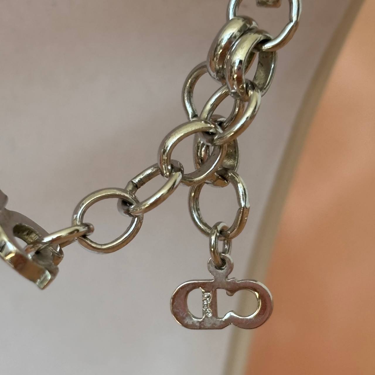 Christian Dior bracelet burgundy red silver