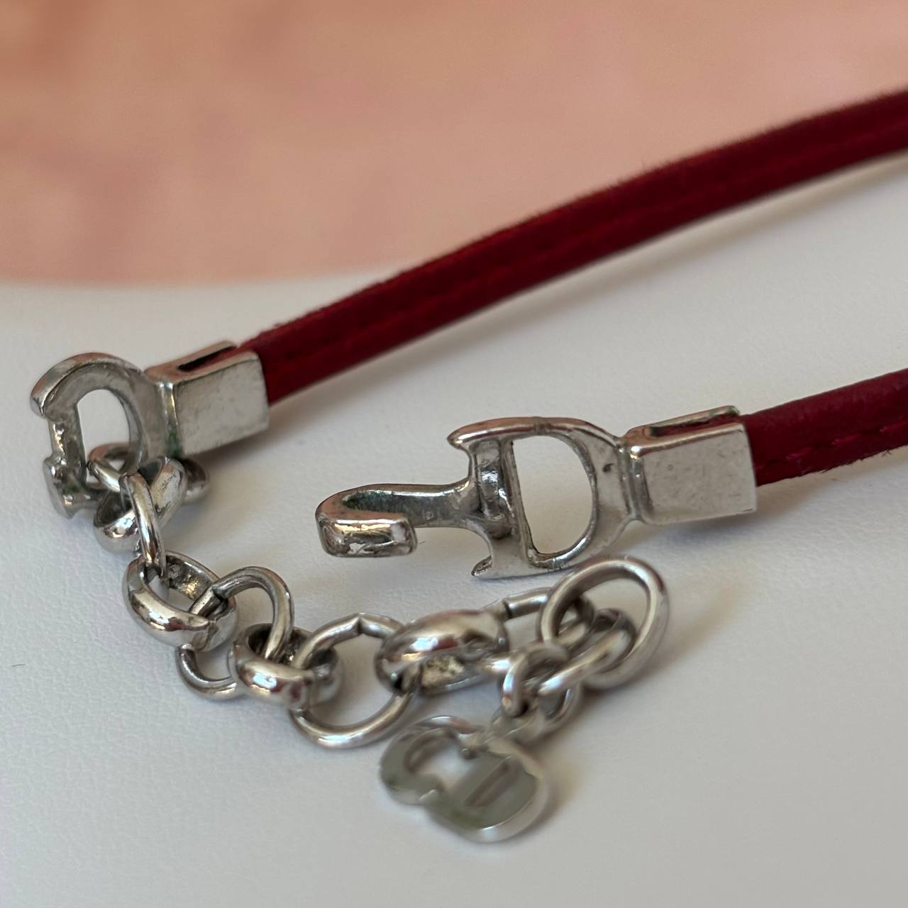 Christian Dior bracelet burgundy red silver