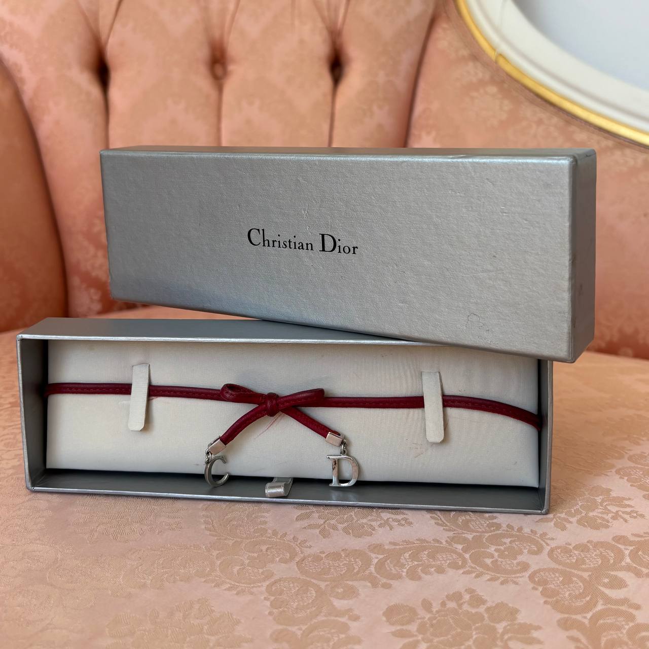 Christian Dior bracelet burgundy red silver