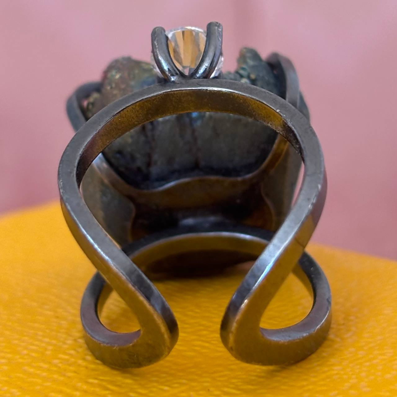 Fendi ring dark silver with gemstones