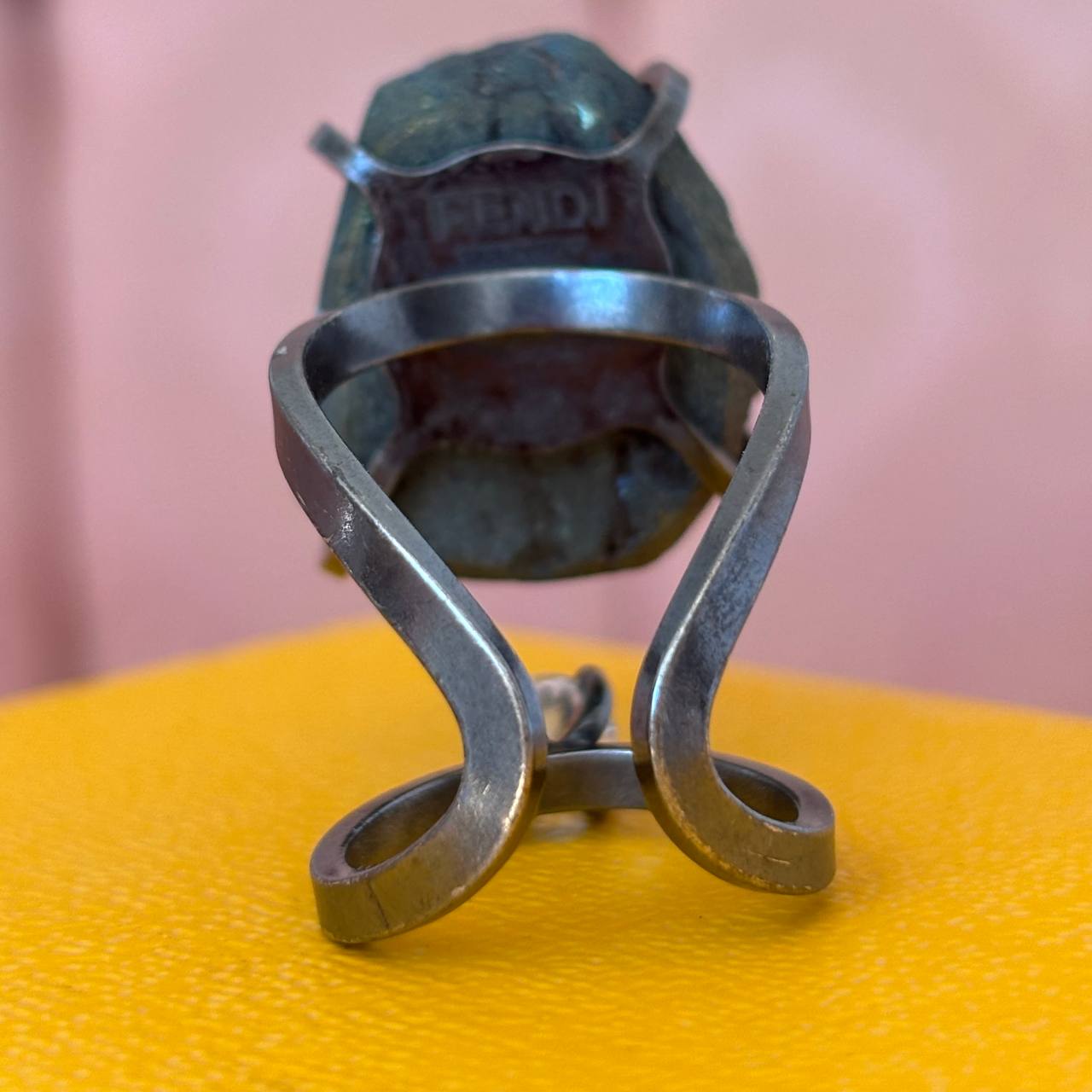 Fendi ring dark silver with gemstones