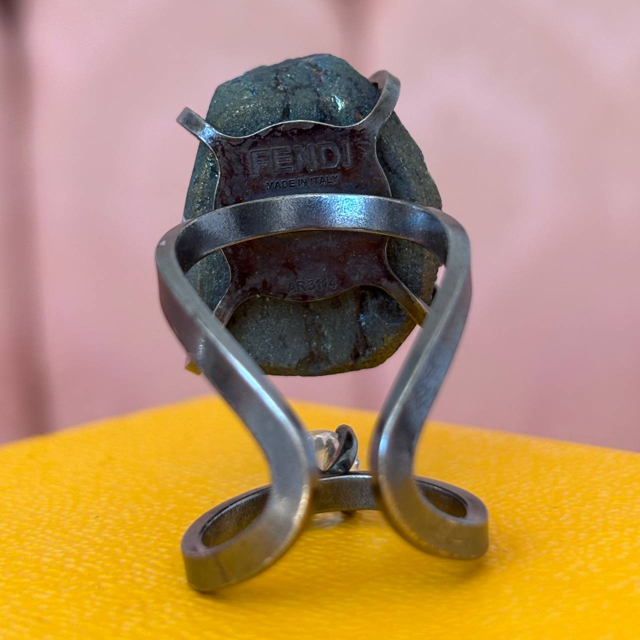 Fendi ring dark silver with gemstones