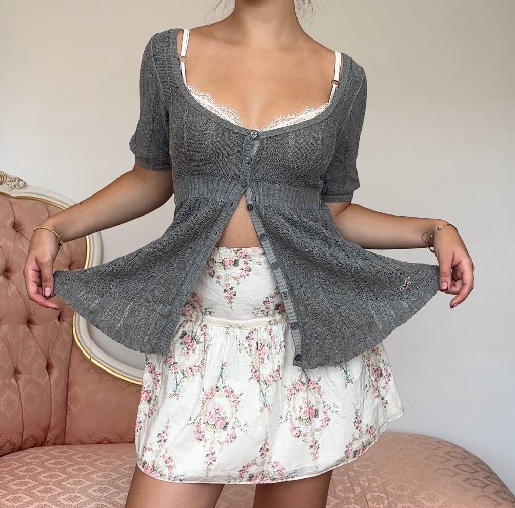 Hollister babydoll jumper sweater grey