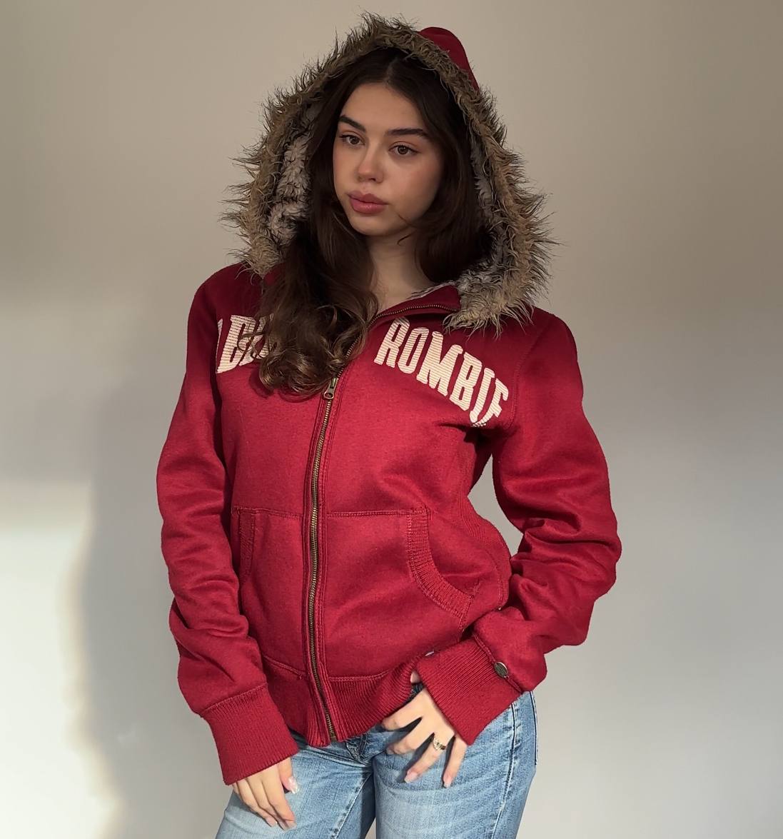 Abercrombie and Fitch jumper sweater hoodie with fur hood