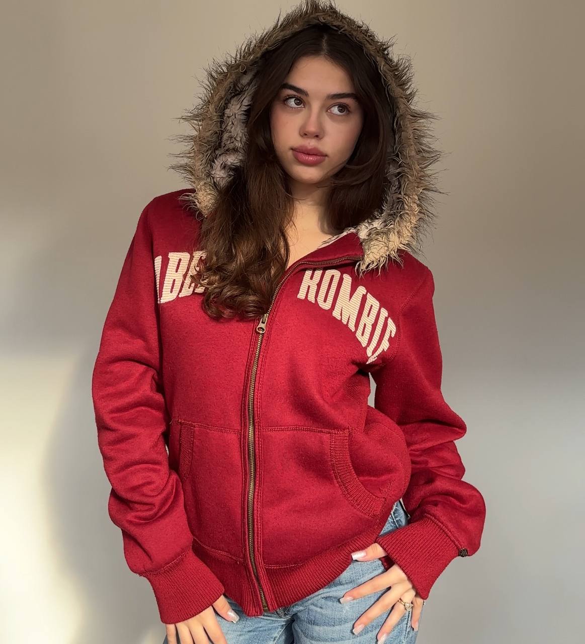 Abercrombie and Fitch jumper sweater hoodie with fur hood
