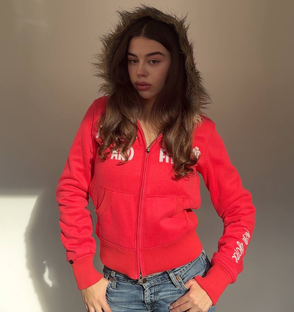 Abercrombie and Fitch jumper sweater hoodie with fur hood