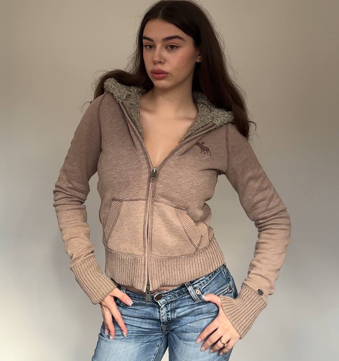 Abercrombie and Fitch jumper sweater hoodie with fur hood