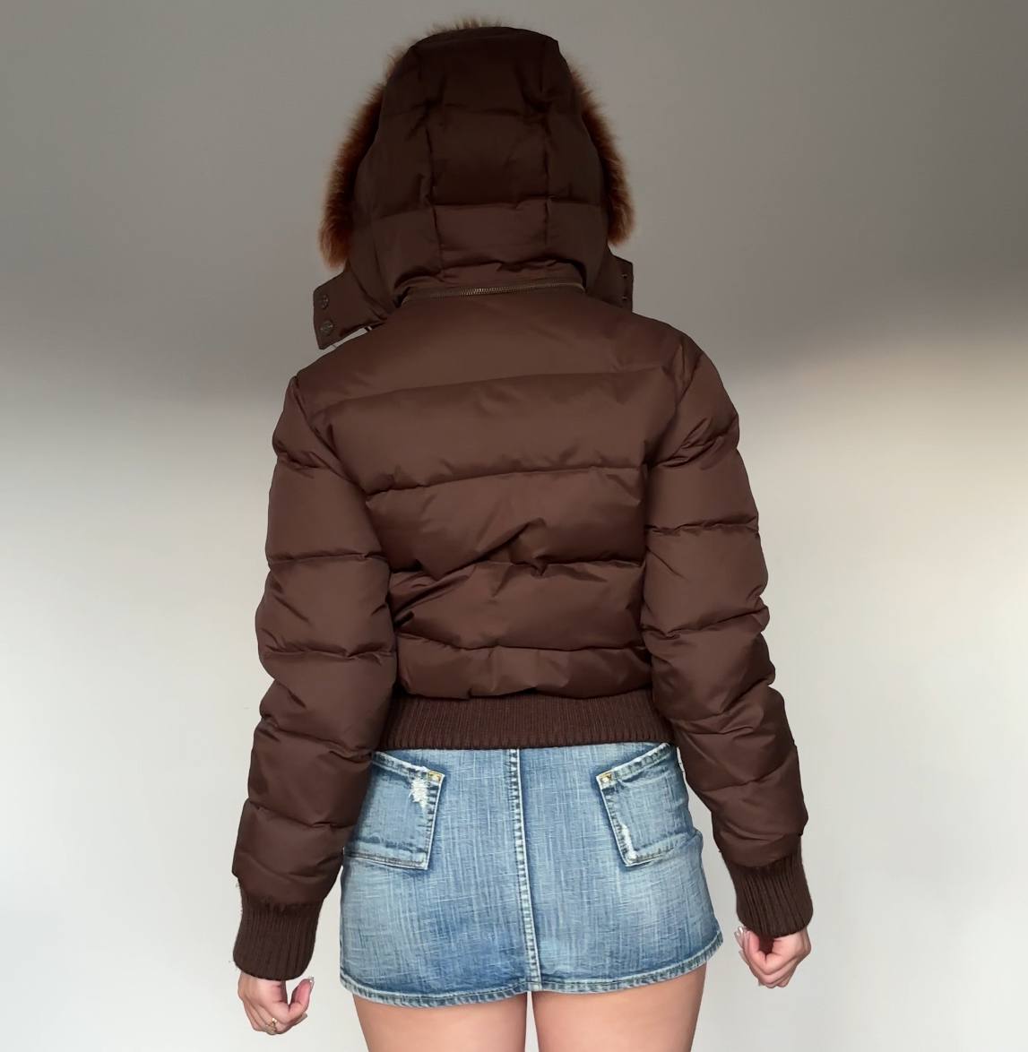 Phard puffer coat zip-jacket bomber with fur hood
