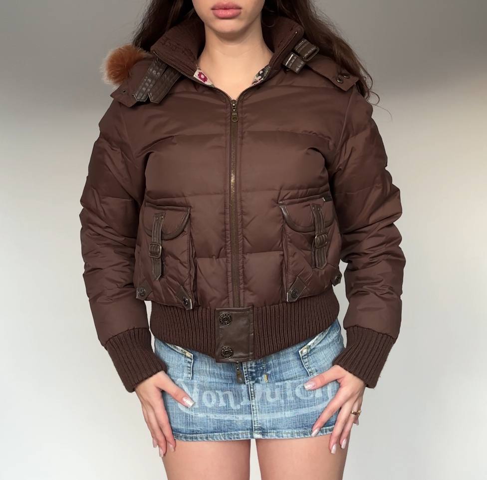 Phard puffer coat zip-jacket bomber with fur hood