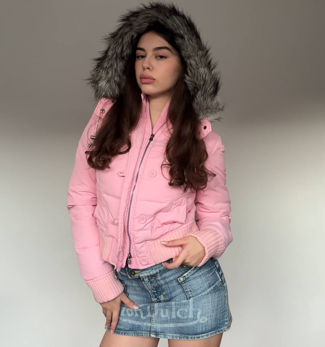 Abercrombie and Fitch puffer coat zip-jacket bomber with fur hood