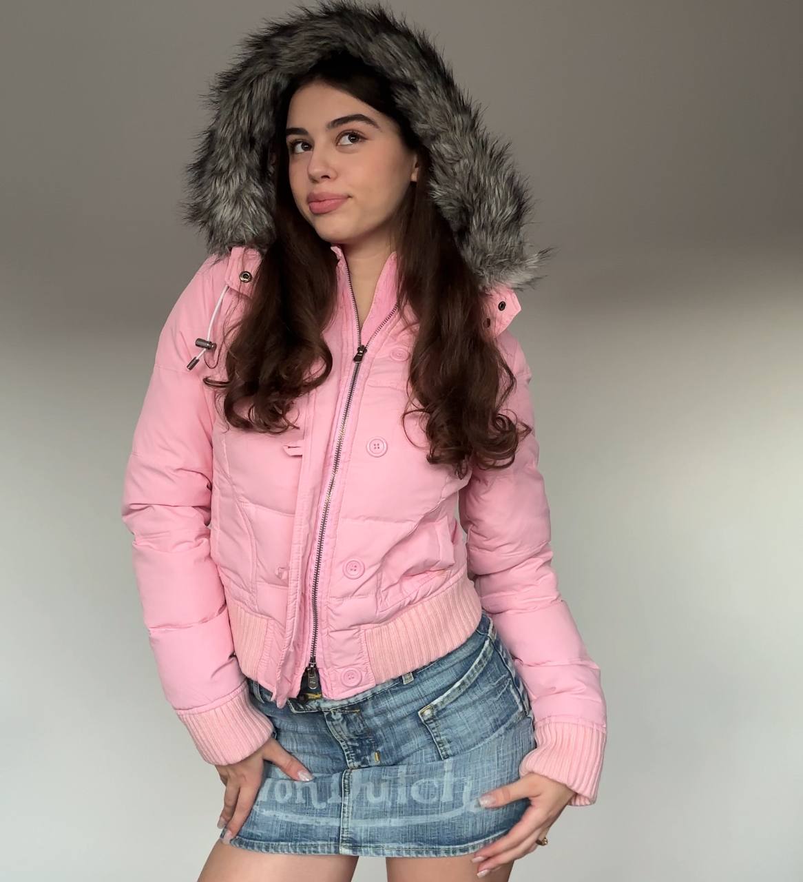 Abercrombie and Fitch puffer coat zip-jacket bomber with fur hood