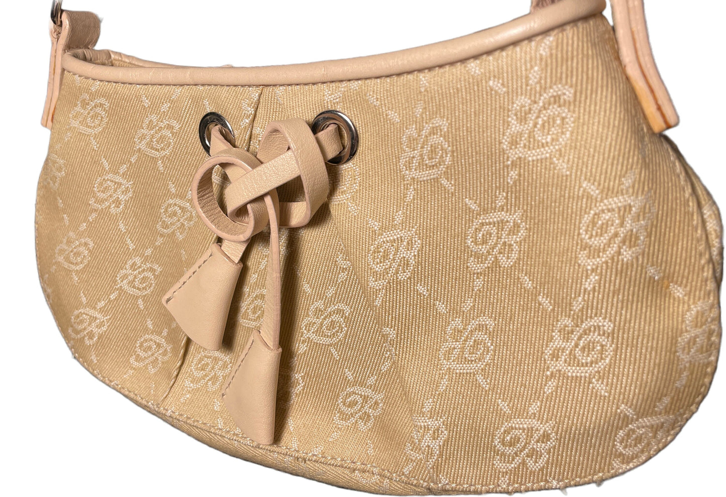 Blumarine monogram bag handbag purse clutch beige vintage piece y2k coquette fairy princess angelic with a bow