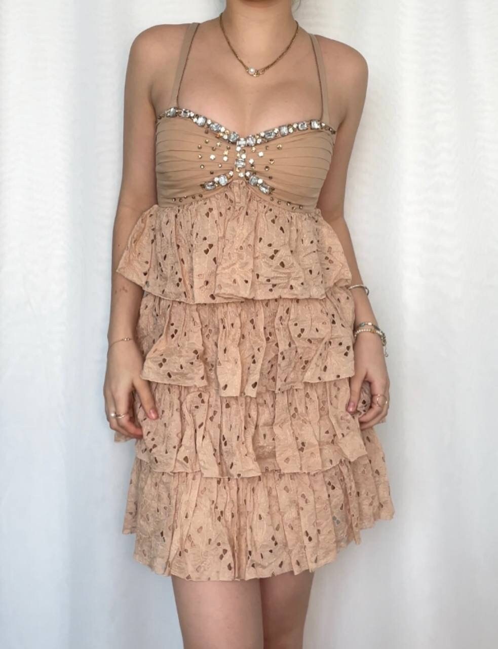 Blumarine dress SS20011 slip fairy ruffled skirt embellished sequins bandage top vintage y2k mermaid core