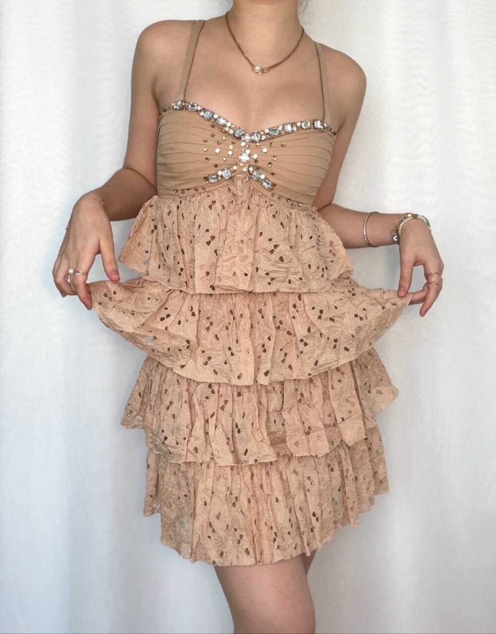 Blumarine dress SS20011 slip fairy ruffled skirt embellished sequins bandage top vintage y2k mermaid core